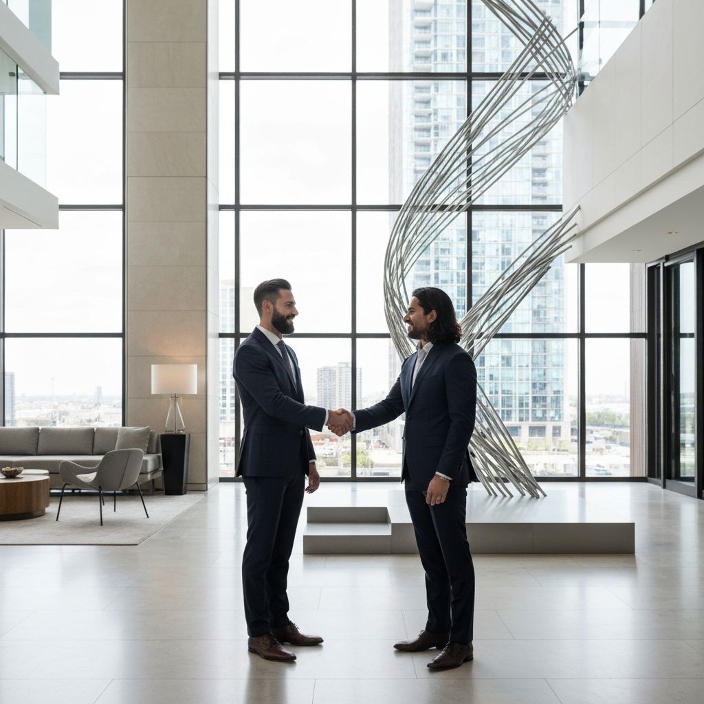 Real estate professionals shaking hands